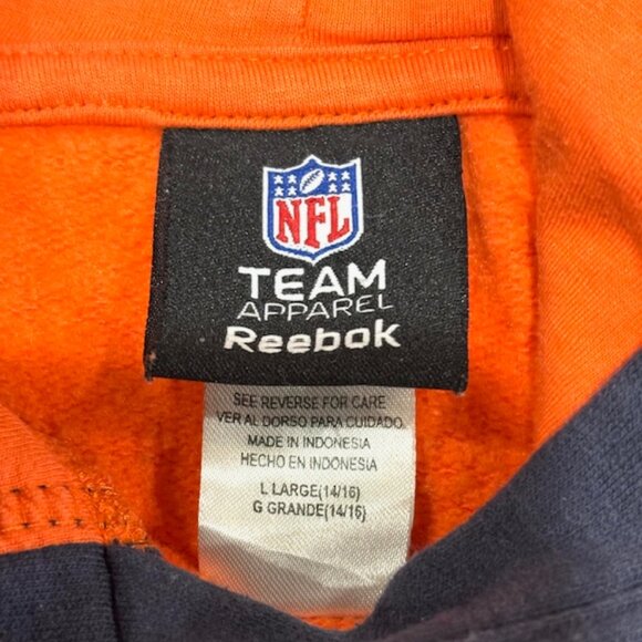 Rare Reebok NFL Chicago Bears Hoodie Sweatshirt Youth Boys L (14/16) Blue Orange - Picture 7 of 7